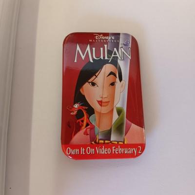 Mulan Sealed collectible VHS movie - Valetines cards in Masterpiece folder and a Collectible Mulan pin.