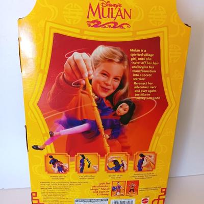 Disney Secret Hero Mulan Doll 18896 Cut Her Hair Barbie Doll 1997 Mattel Never taken out of the box!