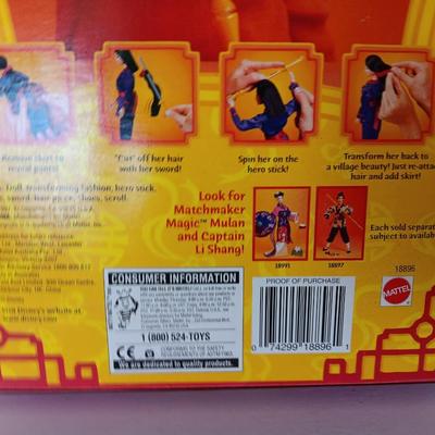 Disney Secret Hero Mulan Doll 18896 Cut Her Hair Barbie Doll 1997 Mattel Never taken out of the box!