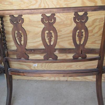 Lot 414: Nice Settee Frame For Refinishing, Owl Slats on Back