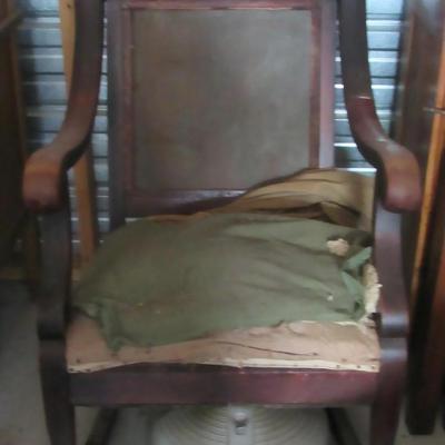 Lot 417:  Very Heavy Sturdy Antique Arm Rocker For Refinishing