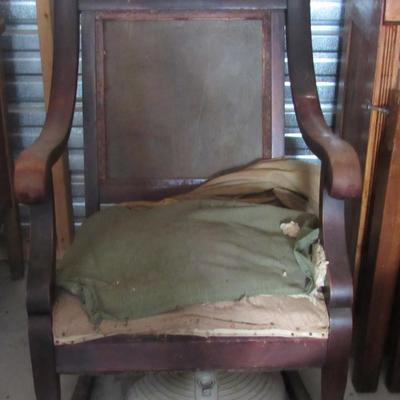 Lot 417:  Very Heavy Sturdy Antique Arm Rocker For Refinishing
