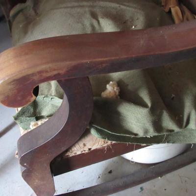 Lot 417:  Very Heavy Sturdy Antique Arm Rocker For Refinishing