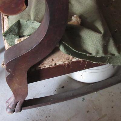 Lot 417:  Very Heavy Sturdy Antique Arm Rocker For Refinishing