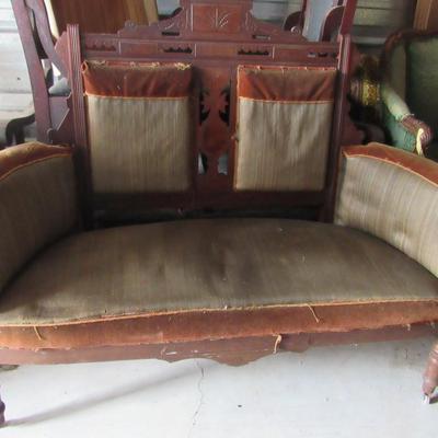 Lot 418: Fancy Antique East Lake Style Settee For Refinishing