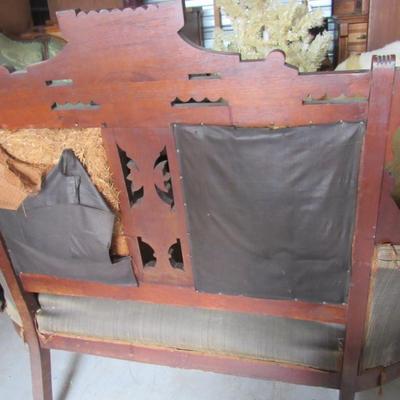 Lot 418: Fancy Antique East Lake Style Settee For Refinishing