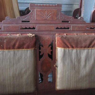 Lot 418: Fancy Antique East Lake Style Settee For Refinishing