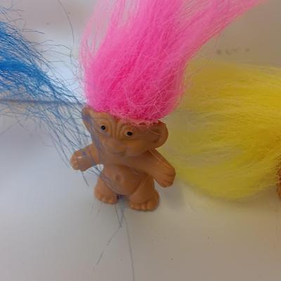 Three small Baby trolls colored hair troll collectible dolls