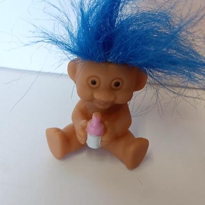 Three small Baby trolls colored hair troll collectible dolls