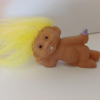 Three small Baby trolls colored hair troll collectible dolls