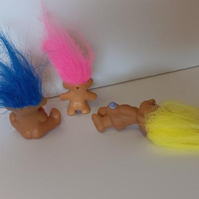 Three small Baby trolls colored hair troll collectible dolls