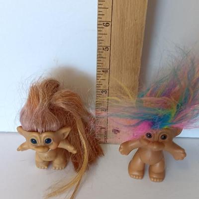 Collectible troll dolls - Rainbow hair - and long brown-haired Troll dolls