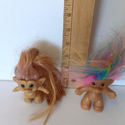Collectible troll dolls - Rainbow hair - and long brown-haired Troll dolls