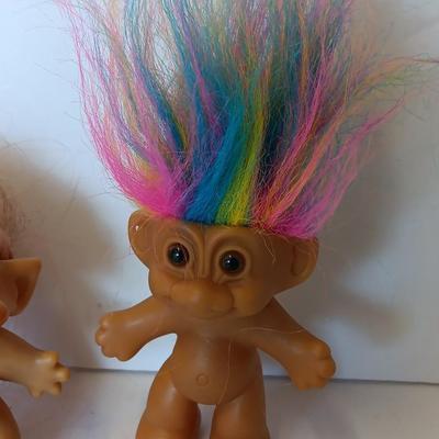 Collectible troll dolls - Rainbow hair - and long brown-haired Troll dolls