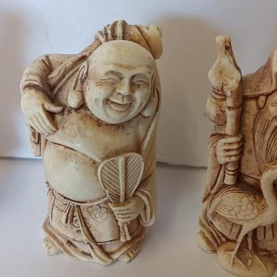 Set of four vintage carved resin Chinese wise men - Mudmen Nice collectibles!