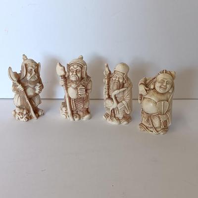 Set of four vintage carved resin Chinese wise men - Mudmen Nice collectibles!