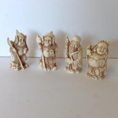 Set of four vintage carved resin Chinese wise men - Mudmen Nice collectibles!