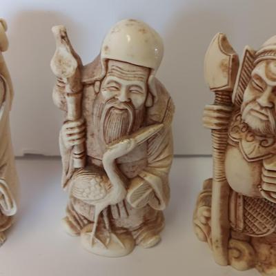 Set of four vintage carved resin Chinese wise men - Mudmen Nice collectibles!
