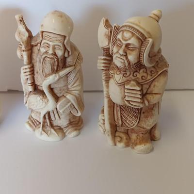 Set of four vintage carved resin Chinese wise men - Mudmen Nice collectibles!
