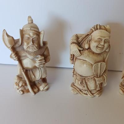Set of four vintage carved resin Chinese wise men - Mudmen Nice collectibles!