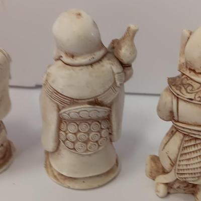 Set of four vintage carved resin Chinese wise men - Mudmen Nice collectibles!