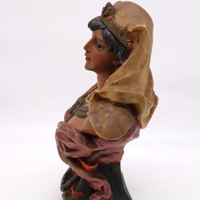 Antique Orientalist Bust Sculpture of Woman in Egyptian Style