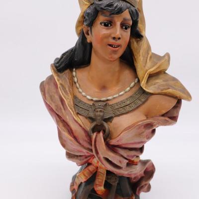 Antique Orientalist Bust Sculpture of Woman in Egyptian Style