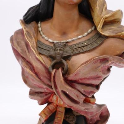 Antique Orientalist Bust Sculpture of Woman in Egyptian Style