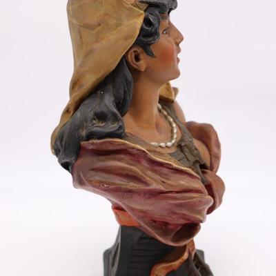 Antique Orientalist Bust Sculpture of Woman in Egyptian Style
