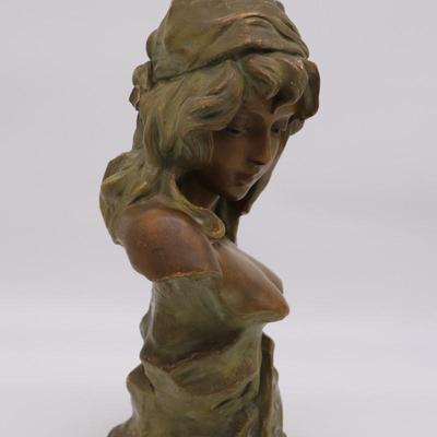 French Antique Bust Statue of Young Woman Named Fanchon