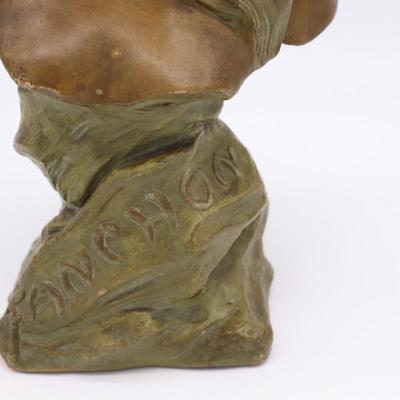 French Antique Bust Statue of Young Woman Named Fanchon