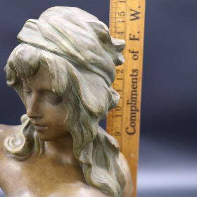 French Antique Bust Statue of Young Woman Named Fanchon