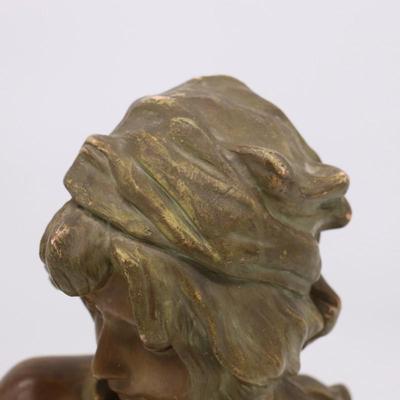French Antique Bust Statue of Young Woman Named Fanchon