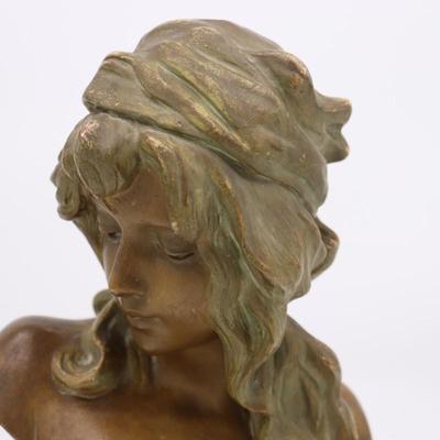 French Antique Bust Statue of Young Woman Named Fanchon