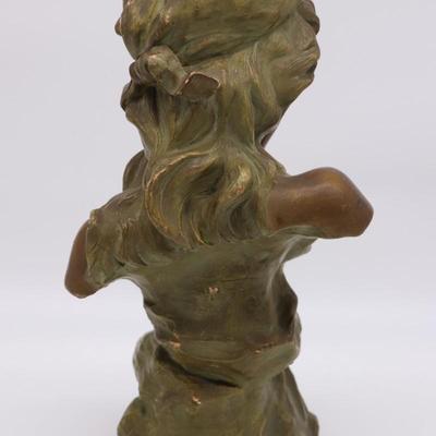 French Antique Bust Statue of Young Woman Named Fanchon
