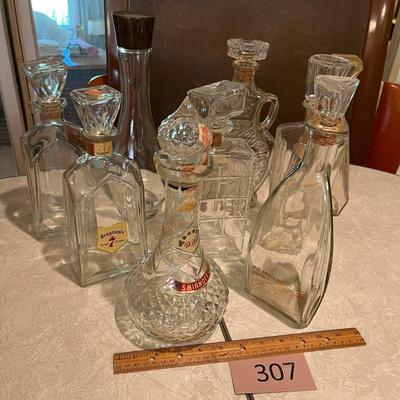 Vintage decanter liquor bottles