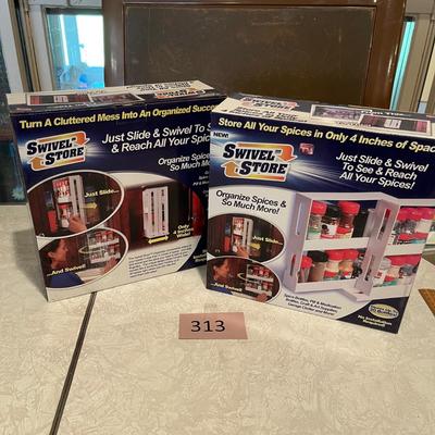 Item 2: lot of 2 swivel spice storage