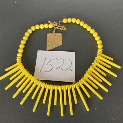 Yellow Bead Costume Necklace