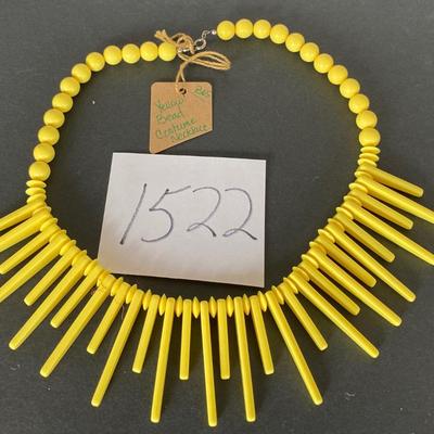 Yellow Bead Costume Necklace