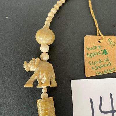 Stone w/Elephant Necklace