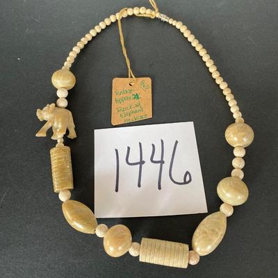 Stone w/Elephant Necklace
