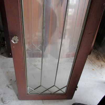 Lot 426:  2 Vintage Lead Glass Doors For Cabinet, 1 Cracked Pane