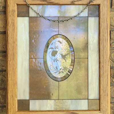 #56: Stained Glass and Cut Glass Hummingbird Hanging Art