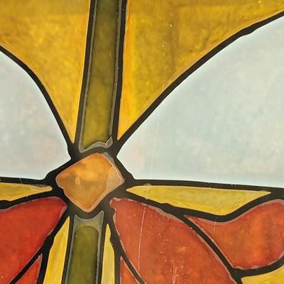 #60: Red & Yellow Abstract Flower Stained Glass Art