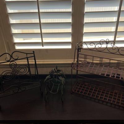 Lot 55 - iron book stand, shelf and wine holder