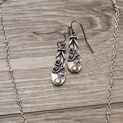 #84: Family and Heart Necklace and Dangle Earrings