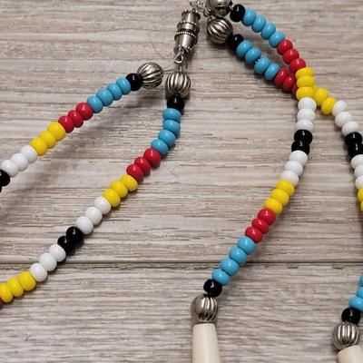 #86: Seed Bead Medallion Native American Necklace and Large Bead Necklace