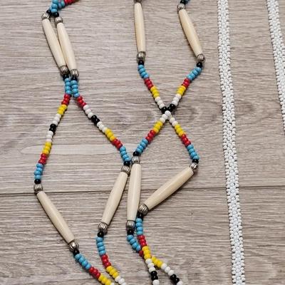 #86: Seed Bead Medallion Native American Necklace and Large Bead Necklace