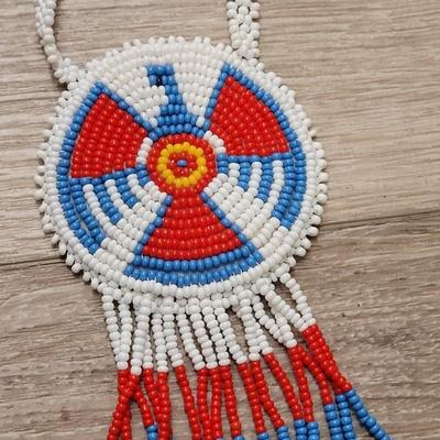 #86: Seed Bead Medallion Native American Necklace and Large Bead Necklace