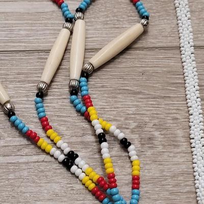 #86: Seed Bead Medallion Native American Necklace and Large Bead Necklace
